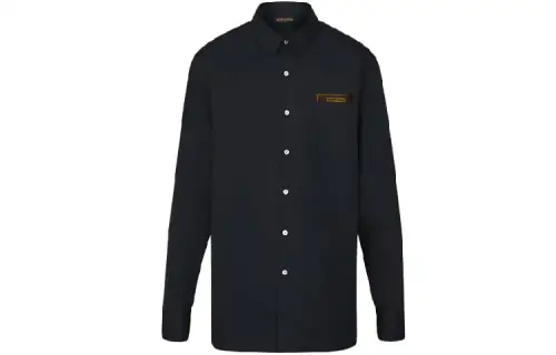 LOUIS VUITTON New Quarterly Products Of LV Shirts Men's Black Pointed Collar Moderate