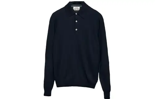 HERMES Polo Shirts Men's Black Polo Collar Moderate Other