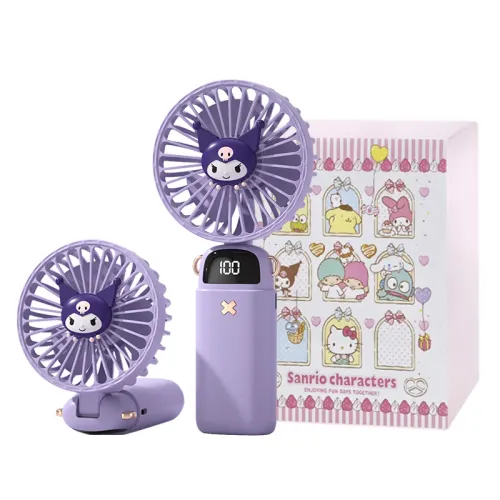 Disney Disney, sanrio, hello kitty, handheld foldable capacious air fan, cute portable strap charging, with LED display