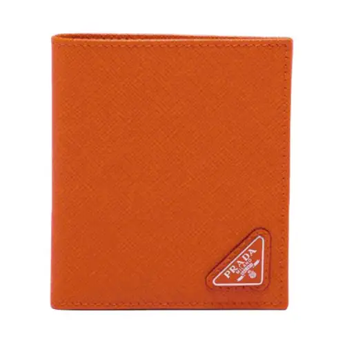 PRADA Saffiano Leather Wallet Unisex Papaya