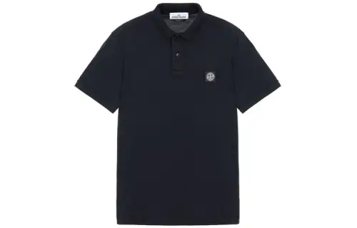 STONE ISLAND Polo Shirts Men's Gray Polo Collar Moderate Straight Fit