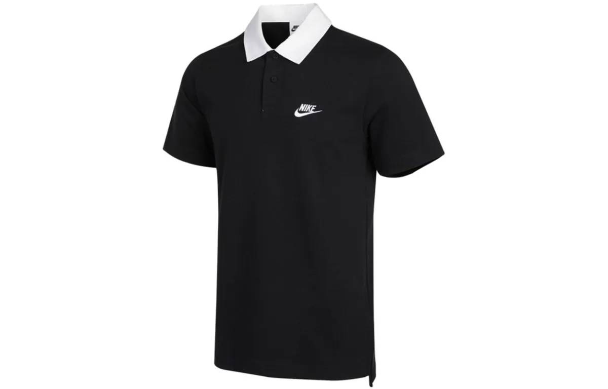 Nike Polo Shirts Men's Black Polo Collar Moderate Straight Fit