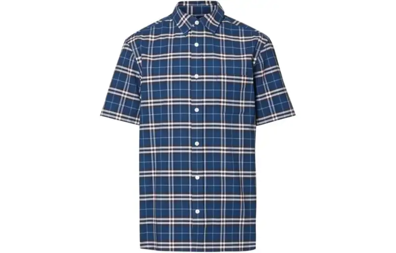 Burberry Shirts Men's Blue Lapel Moderate Shirt