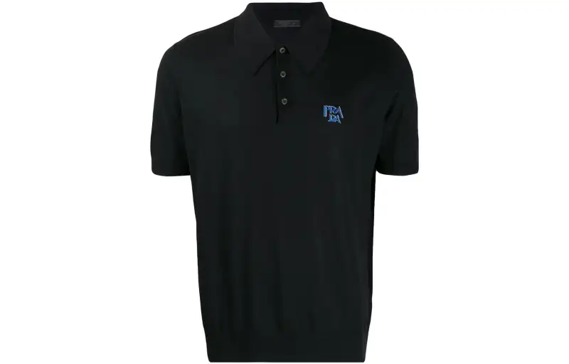 PRADA Polo Shirts Men's Black Polo Collar Moderate