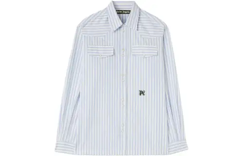 PALM ANGELS Monogram Striped Cotton Shirt
