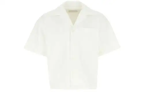 PRADA Shirts Men's Ecru Cuban Collar Moderate Shirt