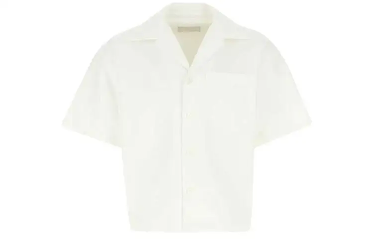 PRADA Shirts Men's Ecru Cuban Collar Moderate Shirt