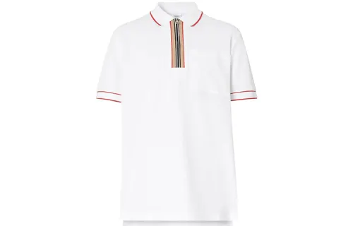 Burberry Polo Shirts Men's White Polo Collar Moderate Straight Fit