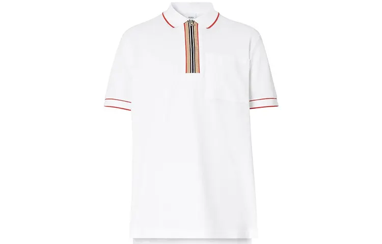 Burberry Polo Shirts Men's White Polo Collar Moderate Straight Fit