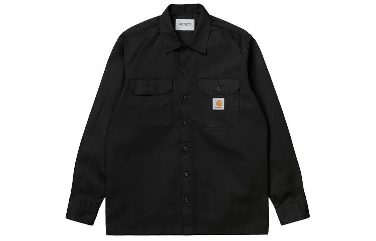 Carhartt WIP Shirts Men's Black Pointed Collar Moderate Shirt