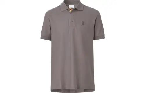 Burberry Polo Shirts Men's Seal Gray Polo Collar Moderate Straight Fit