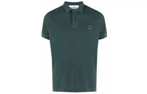 STONE ISLAND Polo Shirts Men's Green Polo Collar Moderate Straight Fit
