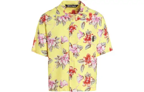 Palm Angels hibiscus floral print bowling shirt
