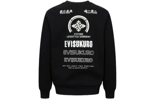 EVISU Sweatshirts Men's Black Crew Neck Moderate Regular