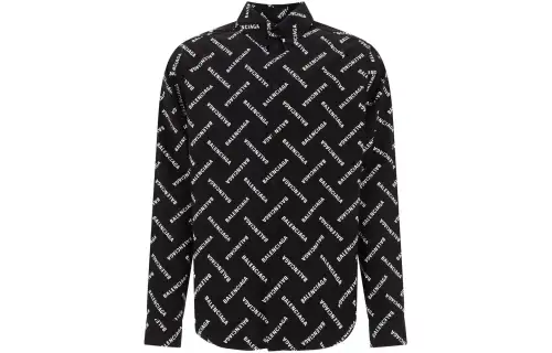 Balenciaga Allover Logo Printed Long Sleeved Shirt