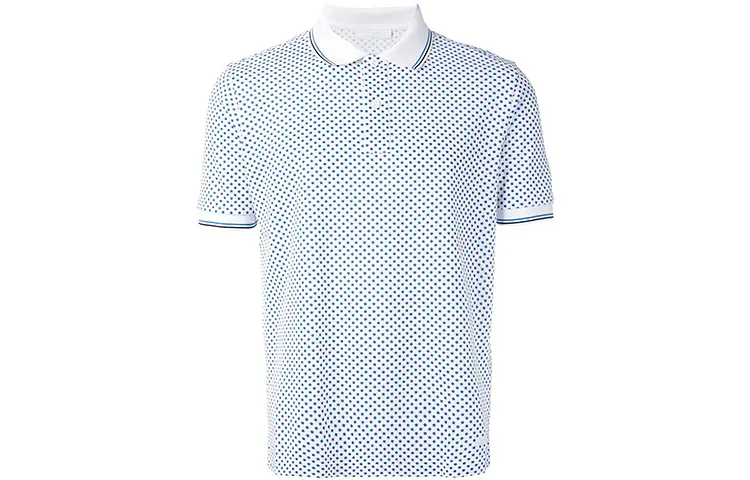 PRADA Polo Shirts Men's Blue With White Lettering Polo Collar Moderate Straight Fit