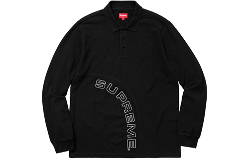 Футболка Supreme SS18 Corner Arc L/S Polo (черная) — фото 1
