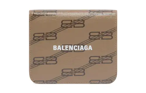 Balenciaga Canvas Wallet, Card Holder Men's Beige/Brown