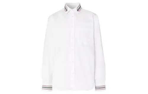 Burberry Shirts Men's White Polo Collar Moderate Shirt