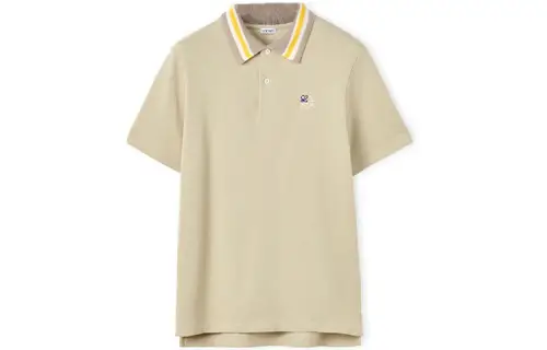 LOEWE Polo Shirts Men's Stone Gray Polo Collar Moderate Straight Fit