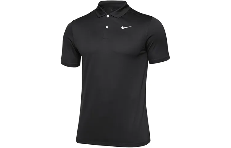 Nike Polo Shirts Men's Black Polo Collar Moderate Straight Fit