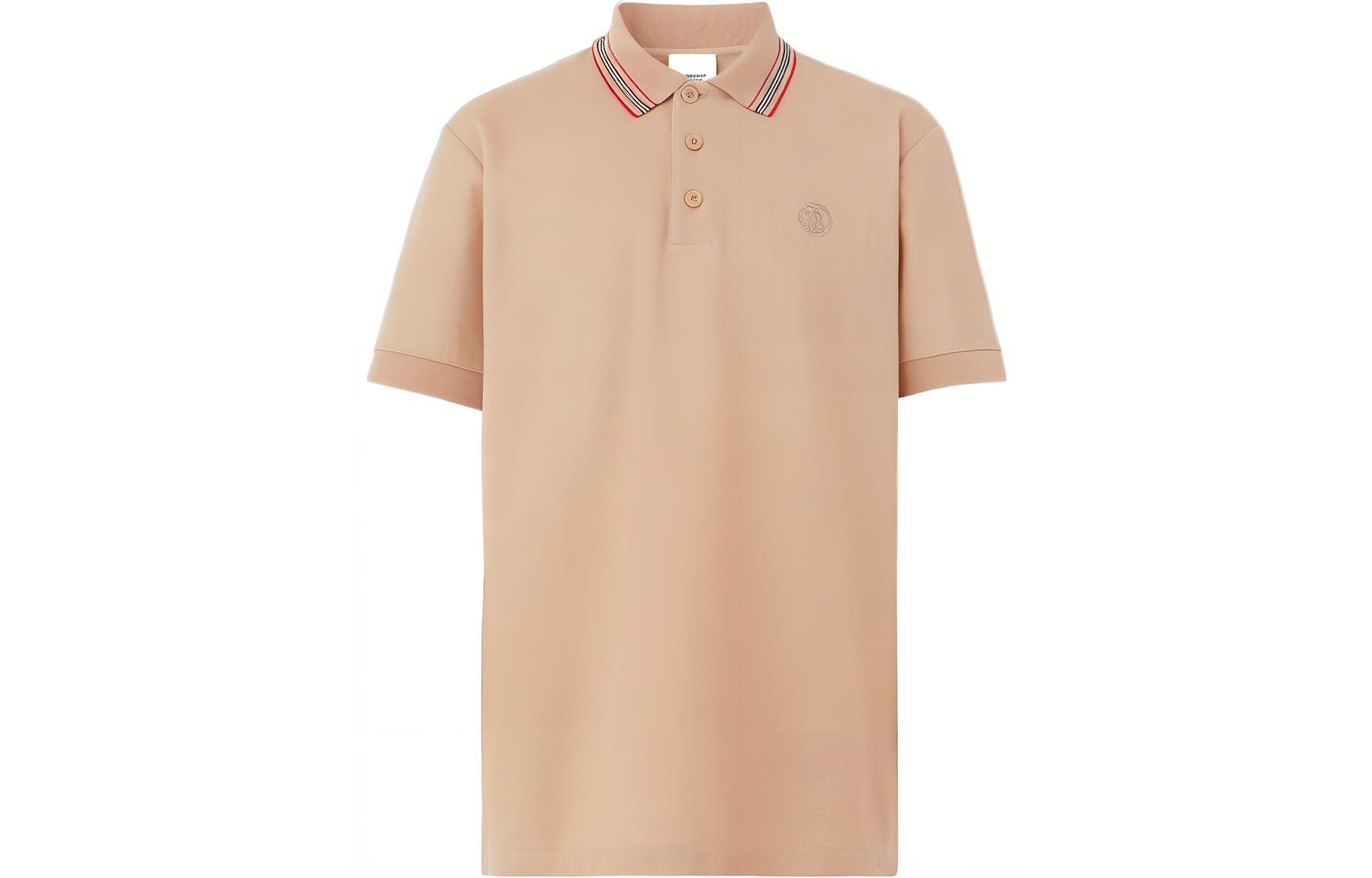 Burberry Burberry SS22 Signature Striped Collar Cotton Polo Shirt Men's Tan