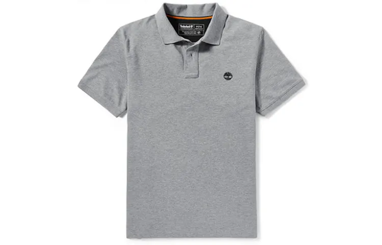 Timberland Polo Shirts Men's Medium Heather Gray Polo Collar Moderate Straight Fit