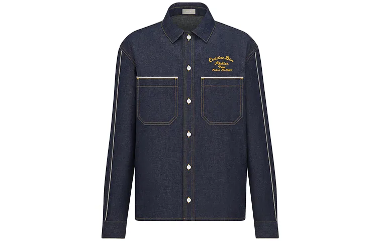 DIOR Quarterly New Products Shirts Men's Blue Lapel Moderate Shirt
