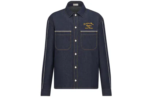 DIOR Quarterly New Products Shirts Men's Blue Lapel Moderate Shirt