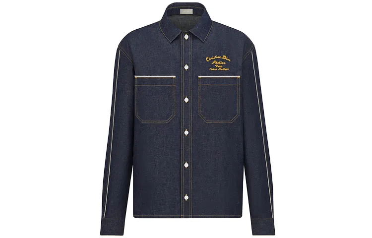 DIOR Quarterly New Products Shirts Men's Blue Lapel Moderate Shirt