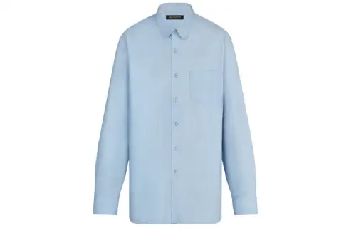 LOUIS VUITTON New Quarterly Products Of LV Shirts Men's Blue Pointed Collar Moderate Other
