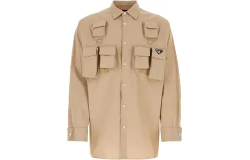 PRADA Shirts Men's Khaki Pointed Collar Moderate Other