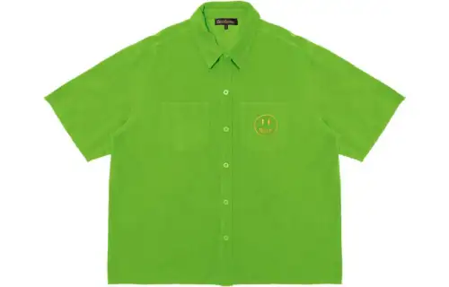 Drew house Smiley Collection Shirts Unisex Lime Green Lapel Moderate Shirt