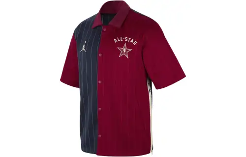 Jordan SS24 NBA All-Star Series Retro Vertical Stripe Snap Button Short Sleeve Shirt Men's Color Blocking