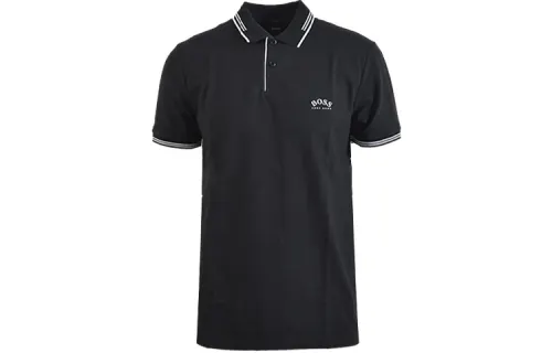 HUGO BOSS Polo Shirts Men's Charcoal Black Polo Collar Moderate Straight Fit