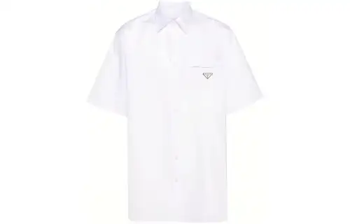 Prada short-sleeve triangle-logo cotton shirt