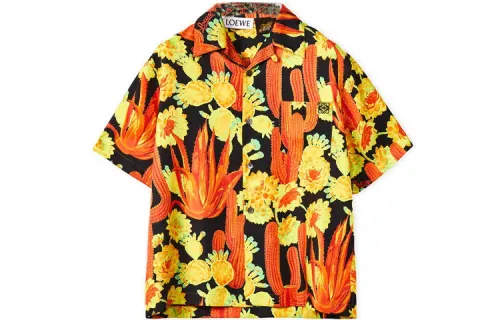 LOEWE Cactus Print Silk Bowling Shirt