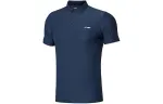 Li Ning Polo Shirts Men's Dark Blue Polo Collar Moderate Straight Fit