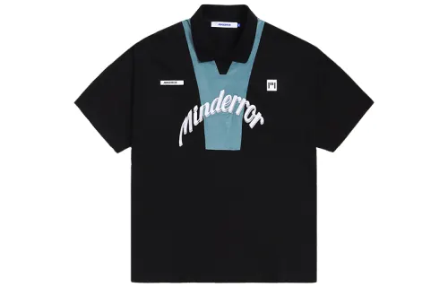 MIND ERROR Polo Shirts Unisex Black Polo Collar Moderate Straight Fit