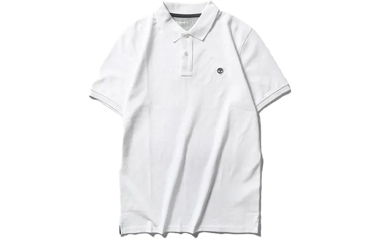 Timberland Polo Shirts Men's White Polo Collar Moderate Straight Fit