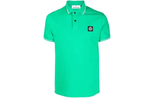STONE ISLAND Polo Shirts Men's Green Polo Collar Moderate Straight Fit