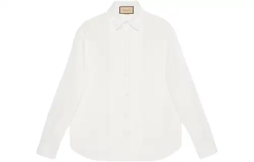 GUCCI Long Sleeved Pleated Plastron Shirt