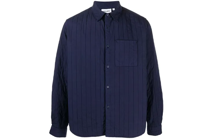 KENZO Shirts Men's Blue Lapel Moderate Shirt