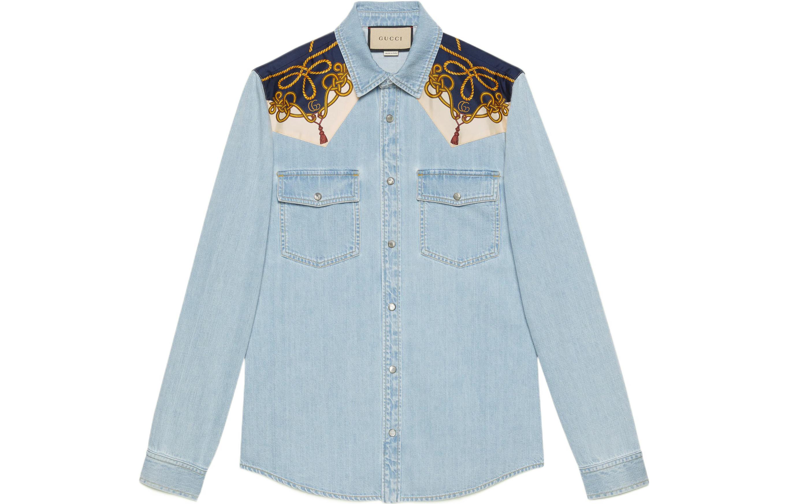 GUCCI Chain Print Panelled Shirt