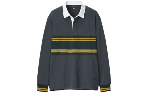 UNIQLO X JW Anderson Uniqlo Jw Anderson Co Branded Series Polo Shirts Men's Asphalt Gray Polo Collar Moderate Straight Fit