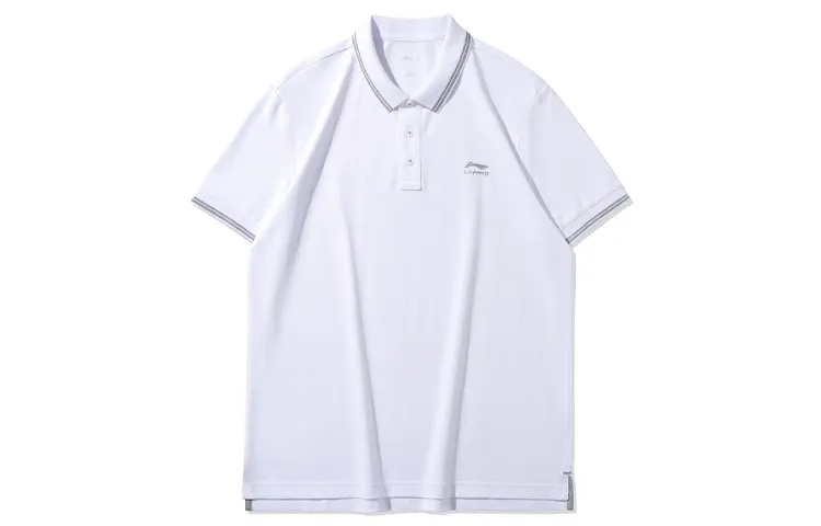 Li Ning Sports Fashion Collection Polo Shirts Men's Standard White Pointed Collar Moderate Straight Fit