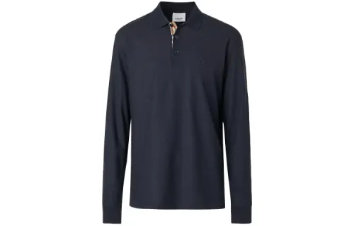 Burberry Polo Shirts Men's Marine Blue Polo Collar Moderate Straight Fit