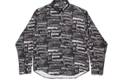 Balenciaga All Over Logo Long Sleeve Shirt