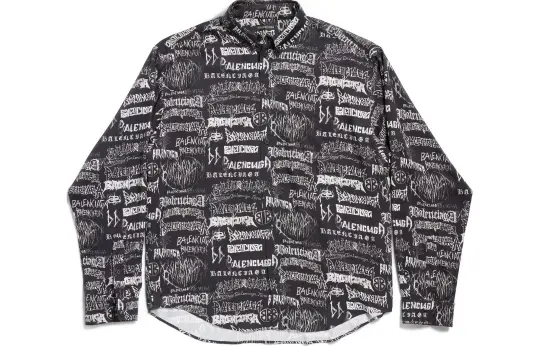 Balenciaga All Over Logo Long Sleeve Shirt