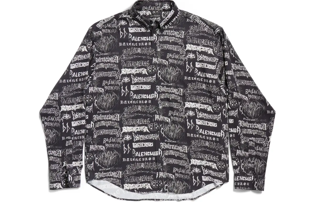 Balenciaga All Over Logo Long Sleeve Shirt